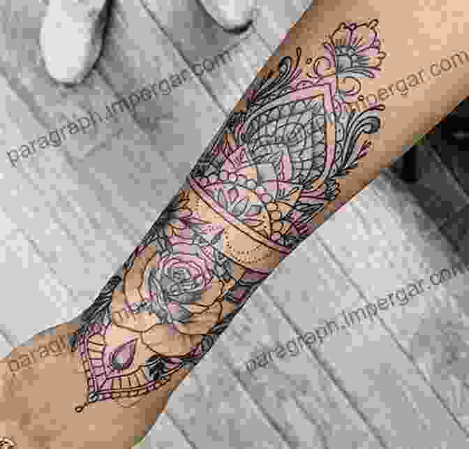 A Henna Inspired Floral Mandala Tattoo, Featuring Intricate Linework And Flowing Patterns, Evoking The Artistry Of Traditional Indian Mehndi Designs. Floral Collection Style Floral Mandala Tattoos