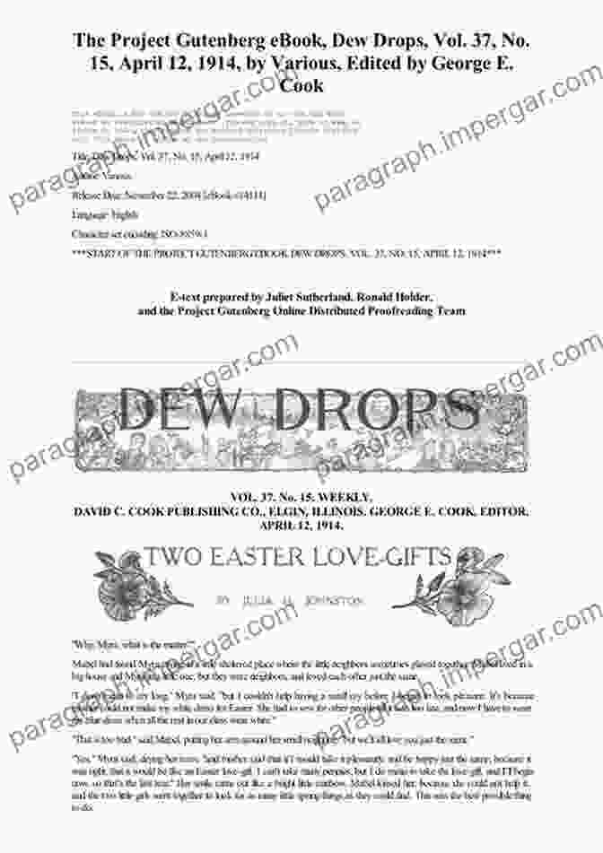 Cover Of Dew Drops Vol 37 No 16 April 19 1914 With A Floral Design And The Title In Ornate Font Dew Drops Vol 37 No 16 April 19 1914