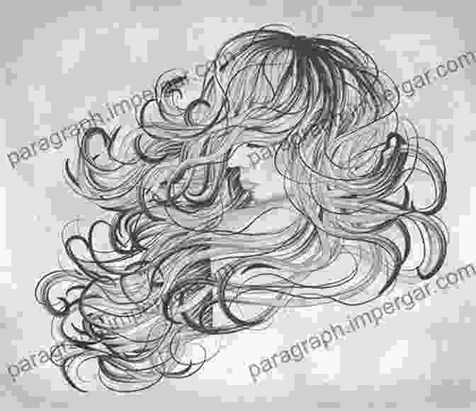 Intricate Grayscale Illustration Of A Maiden With Flowing Hair And Delicate Features MAIDEN AND NYMPH: INK ART COLLECTION