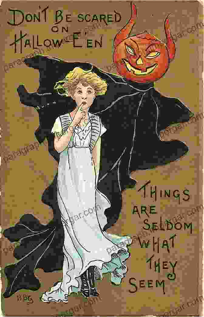 Vintage Halloween Postcard Featuring A Couple Dressed In Romantic Costumes, Surrounded By Festive Halloween Imagery Halloween: Romantic Art And Customs Of Yesteryear Postcard